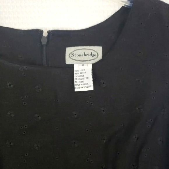 Linen Blend Maxi Dress Black VTG. Stonebridge Size 8 Sleeveless NWT. - Picture 10 of 11